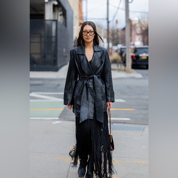 Vericci Tan Suede Fringe Leather Coat • Western Boho Festival Jacket (S) - Picture 13 of 15